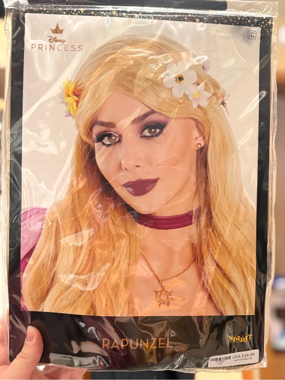 Disney Blonde Rapunzel-Style Wig with Flower Accent